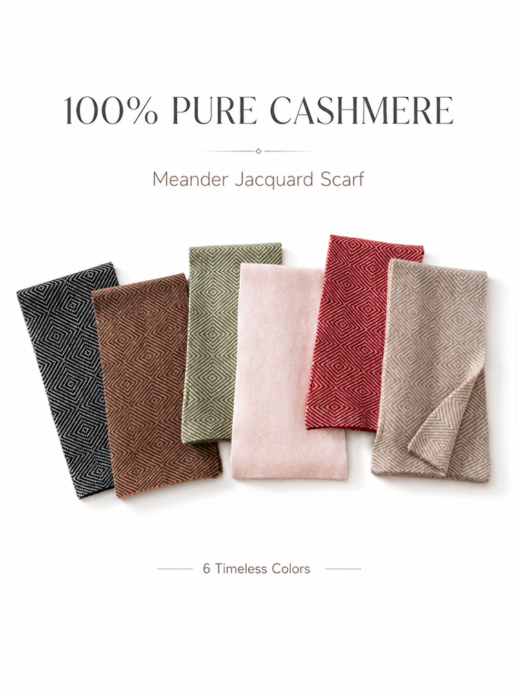 Muffler Men Wool - 100% Cashmere Scarf Jacquard Scarf Double